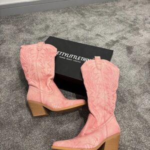 PrettyLittleThing Pink Heeled Boots